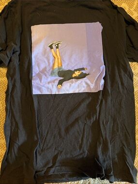 Women's Black Graphic Tee with Purple Photo Print